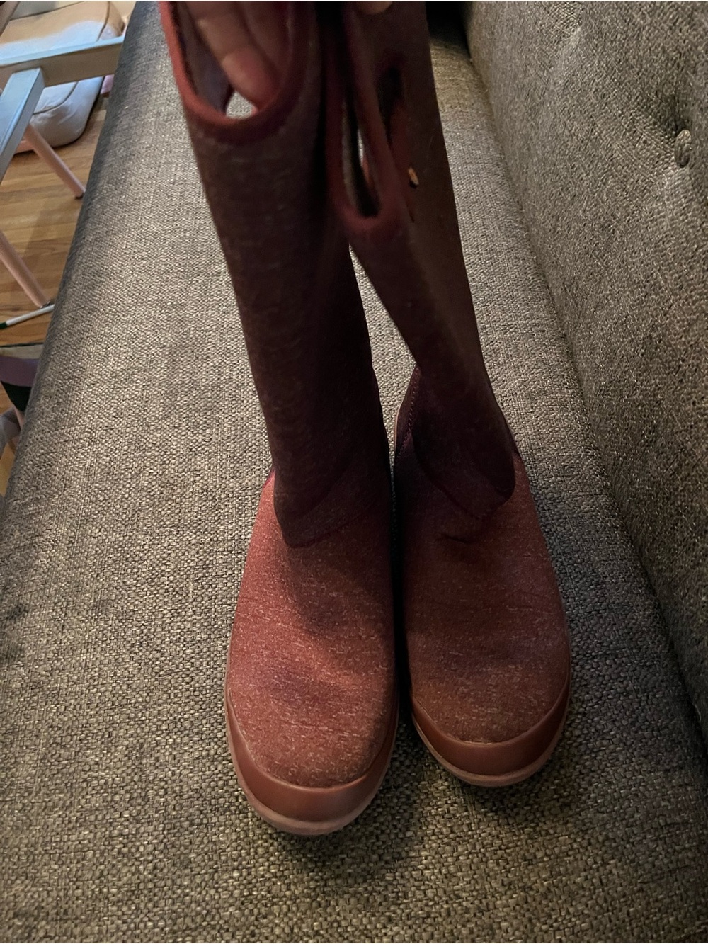 Bogs Summit Buffalo Charlie Melange Women's Maroon Knit Tall Rain Boots 10